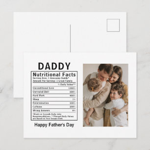 Personalisierte Vatertags-Daddy-Ernährungsfakten Postkarte