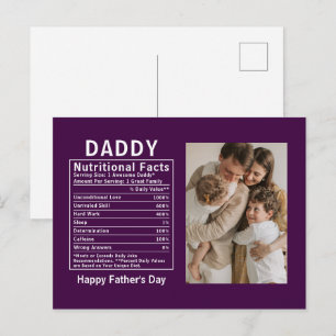 Personalisierte Vatertags-Daddy-Ernährungsfakten Postkarte