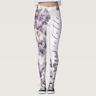 Personalisierte Veilchen-Blumen-Leggings für Febru Leggings