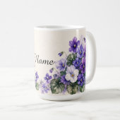 Personalisierte Veilchen-Geburtsblume des Februars Kaffeetasse (VorderseiteRechts)
