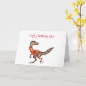 Personalisierte Velociraptor-Geburtskarte Karte (Gelbe Blume)