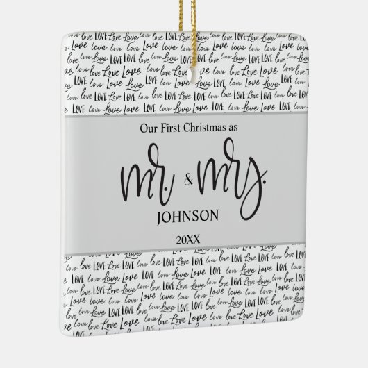 Personalisierte Verheiratete Liebe-Hochzeit Keramikornament (Rechts)