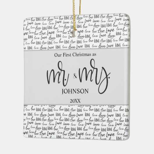 Personalisierte Verheiratete Liebe-Hochzeit Keramikornament (Links)