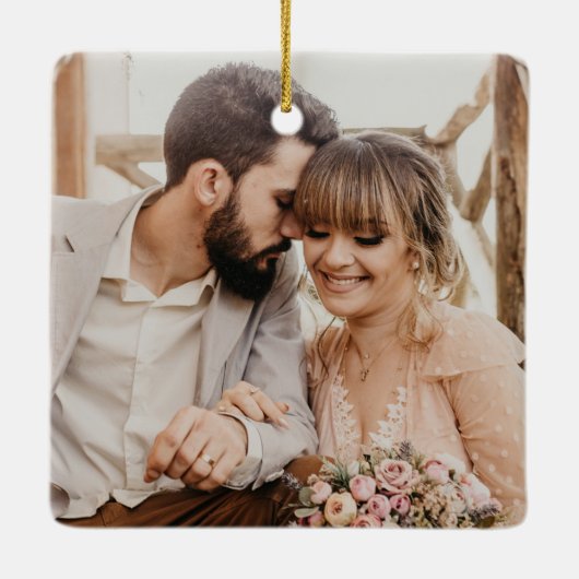 Personalisierte Verheiratete Liebe-Hochzeit Keramikornament (Rückseite)