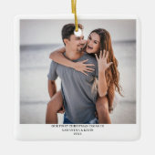 Personalisierte Verlobte Foto-Namen Bäume Keramikornament (Vorderseite)