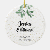 Personalisierte Verlobte Gold Stars Keramik Ornament (Hinten)