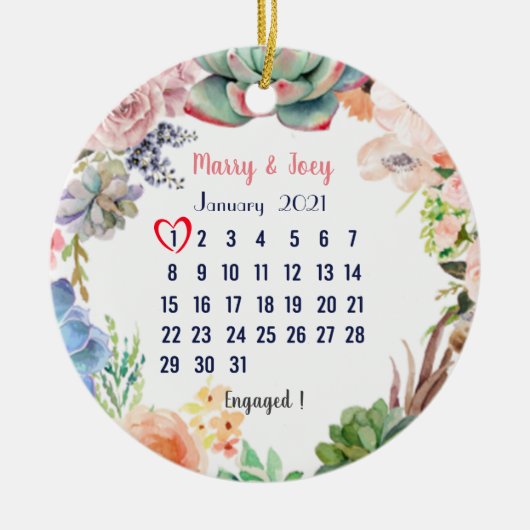 Personalisierte Verlobte Hochzeit 1 von 31 Keramik Ornament (Vorne)