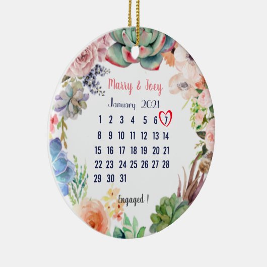 Personalisierte Verlobte Hochzeit Datum 7 von 31 Keramik Ornament (Rechts)