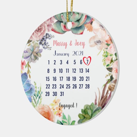 Personalisierte Verlobte Hochzeit Datum 7 von 31 Keramik Ornament (Links)