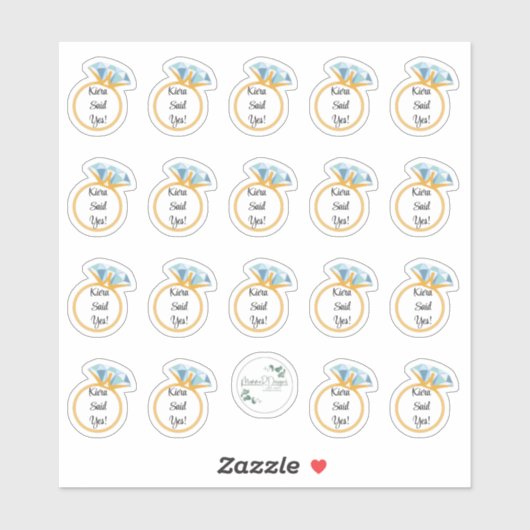 PERSONALISIERTE VERLOBUNG AUFKLEBER (Blatt)