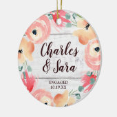 Personalisierte Verlobung Bauernhof Blumenstrauß Keramik Ornament (Links)