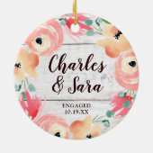 Personalisierte Verlobung Bauernhof Blumenstrauß Keramik Ornament (Hinten)