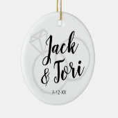 Personalisierte Verlobung Custom Simple Minimal Xm Keramik Ornament (Rechts)