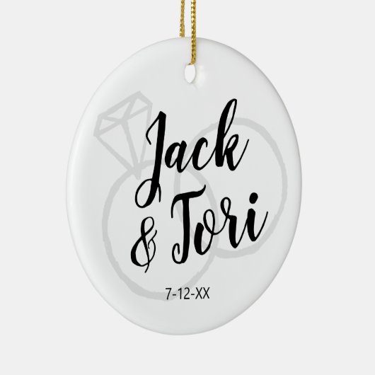 Personalisierte Verlobung Custom Simple Minimal Xm Keramik Ornament (Rechts)