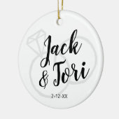 Personalisierte Verlobung Custom Simple Minimal Xm Keramik Ornament (Links)