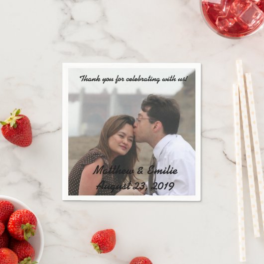 Personalisierte Verlobung / Hochzeitsfest Foto Nap Serviette (Beispiel)