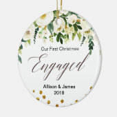 Personalisierte Verlobungs-Weihnachtsverzierung Keramik Ornament (Links)