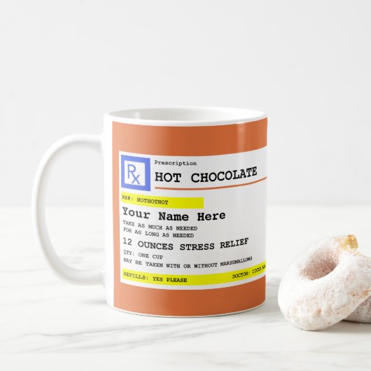 Personalisierte Verschreibung Hot Chocole oder Kaffeetasse (Mit Donut)