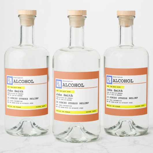 Personalisierte Verschreibung Humorer Alkohol Alkoholflaschenetikett (Flaschen)