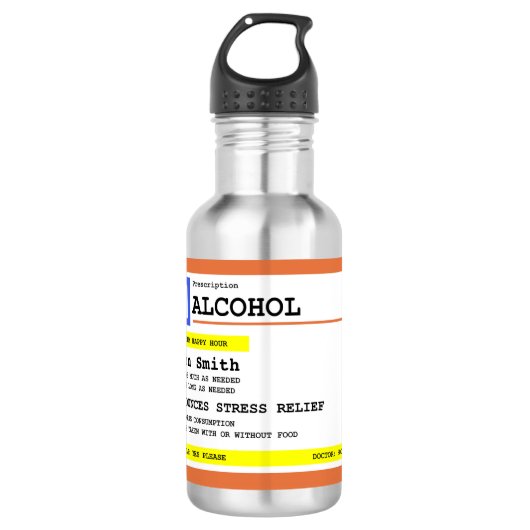 Personalisierte Verschreibung Humorer Alkohol     Edelstahlflasche (Vorderseite)