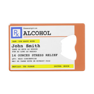 Personalisierte Verschreibung Humorer Alkohol Geldbeutel Flaschenöffner