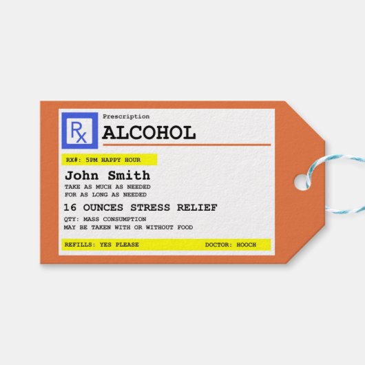 Personalisierte Verschreibung Humorer Alkohol Geschenkanhänger (Vorderseite (Horizontal))