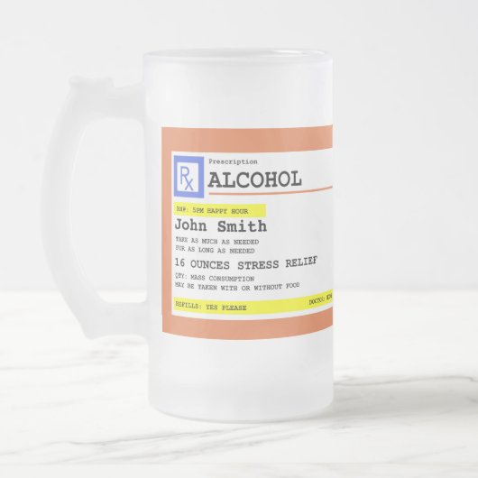 Personalisierte Verschreibung Humorer Alkohol Mattglas Bierglas (Links)