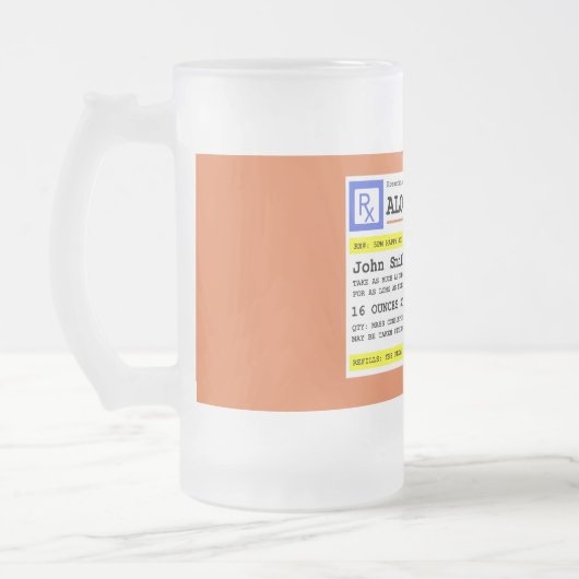 Personalisierte Verschreibung Humorer Alkohol Mattglas Bierglas (Links)