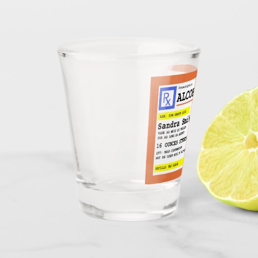 Personalisierte Verschreibung Humorer Alkohol Schnapsglas (Links)