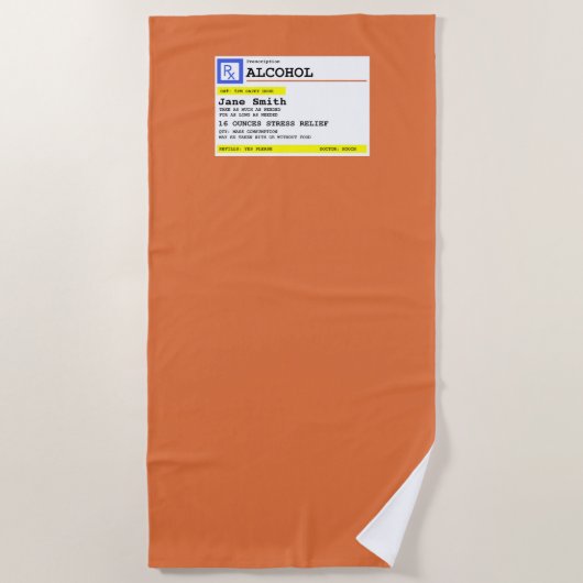 Personalisierte Verschreibung Humorer Alkohol Strandtuch (Vorderseite)