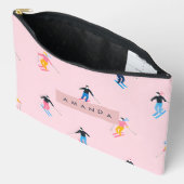 Personalisierte Verspielte Pastell Skifahrer Retro Zubehörtasche (Offen)