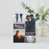 Personalisierte, vertikal Save the Date FotoCollag Ankündigungspostkarte (Stehend Vorderseite)