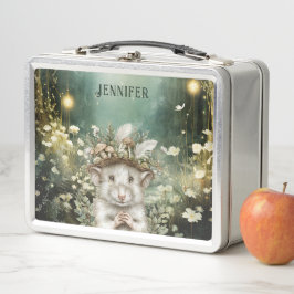 Personalisierte verzauberte Waldmäuse Metall Brotdose