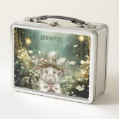 Personalisierte verzauberte Waldmäuse Metall Brotdose (Vorderseite)