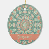 Personalisierte Verzierte Retro Sage und Sand Mand Keramik Ornament (Links)