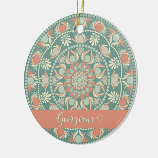 Personalisierte Verzierte Retro Sage und Sand Mand Keramik Ornament (Links)