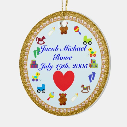 Personalisierte Verzierung des Enkels Weihnachts Keramikornament (Links)