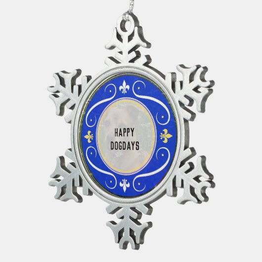 Personalisierte Verzierung des Hundes Schneeflocken Zinn-Ornament (Rechts)