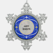 Personalisierte Verzierung des Hundes Schneeflocken Zinn-Ornament (Vorderseite)