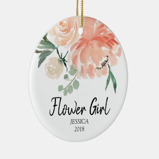 Personalisierte Verzierung für Blumenmädchen Keramik Ornament (Rechts)