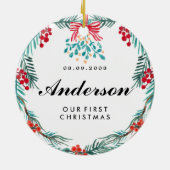 Personalisierte Verzierung für Jungvermählten Keramikornament (Hinten)