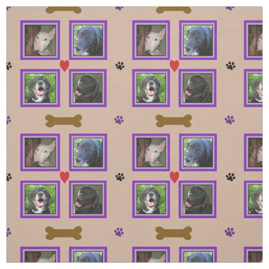 Personalisierte vier Foto-Collage-Lila Rahmen Stoff (Muster)