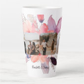 Personalisierte vier Fotos und Blume von Text Milchtasse (Vorderseite)