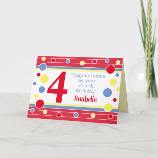 Personalisierte Vierte Geburtstagskarte! Karte (Vorderseite)