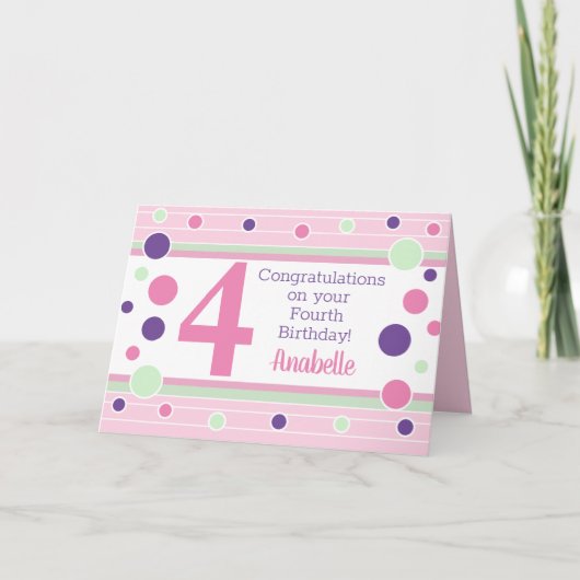 Personalisierte Vierte Geburtstagskarte! Karte (Vorderseite)