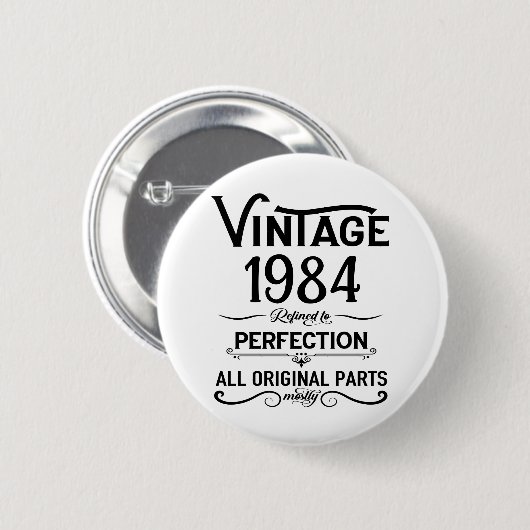 Personalisierte vierzig Vintage 40. Geburtstagsfei Button (Vorne & Hinten)
