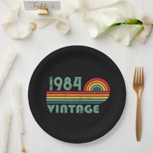 Personalisierte vierzig Vintage 40. Geburtstagsfei Pappteller