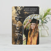 Personalisierte Vintag Glitzer Foto Abschluss Einladung (Stehend Vorderseite)