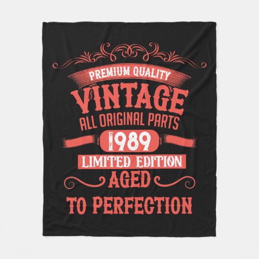 Personalisierte Vintage 35. Geburtstagsparty Fleecedecke (Vorderseite)