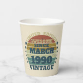 Personalisierte Vintage 35. Geburtstagsparty Pappbecher (Rückseite)
